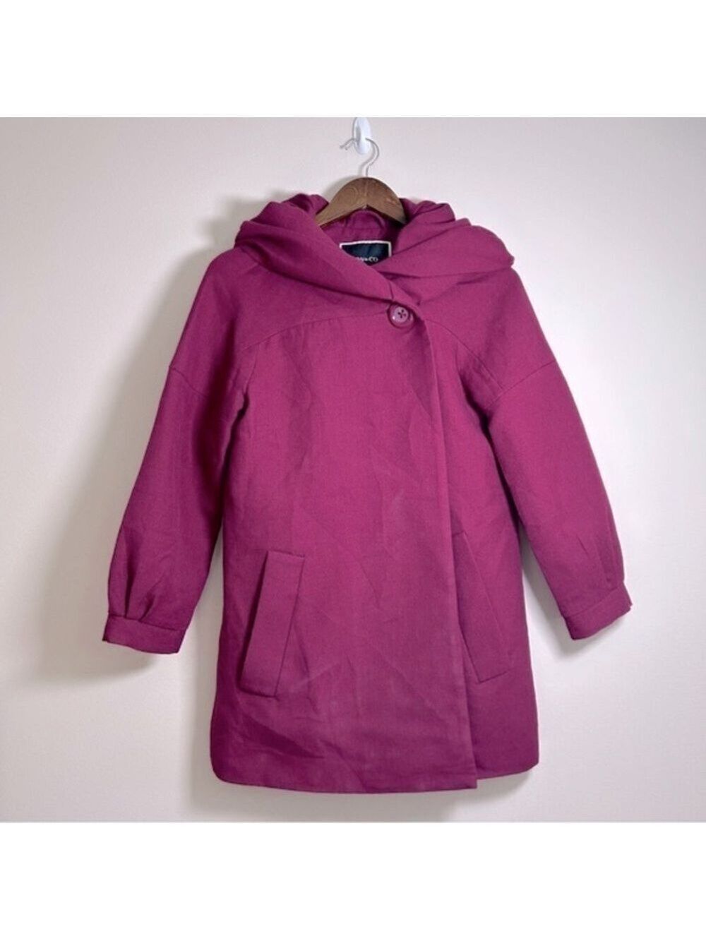 RW&Co Wool Coat Hooded Extra Large Hood Fuchsia Small